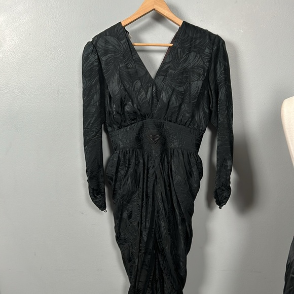 Vintage Silk Saint Romei A-Line Layered Midi Skirt V-Neck Dress size small - Picture 16 of 16